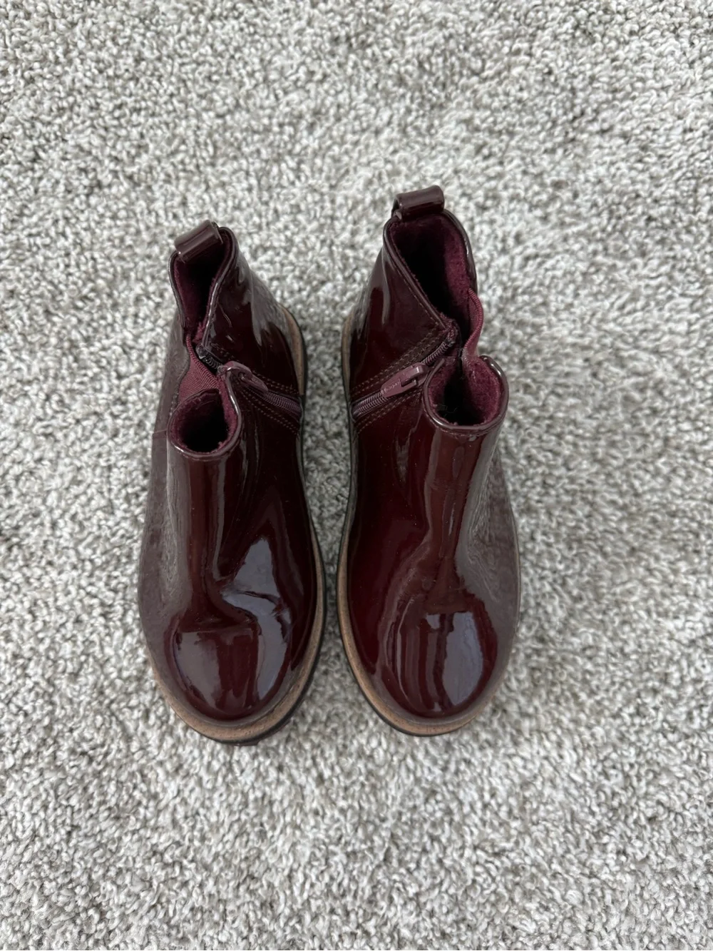 Zara Kids Burgundy Patent Chelsea Boots